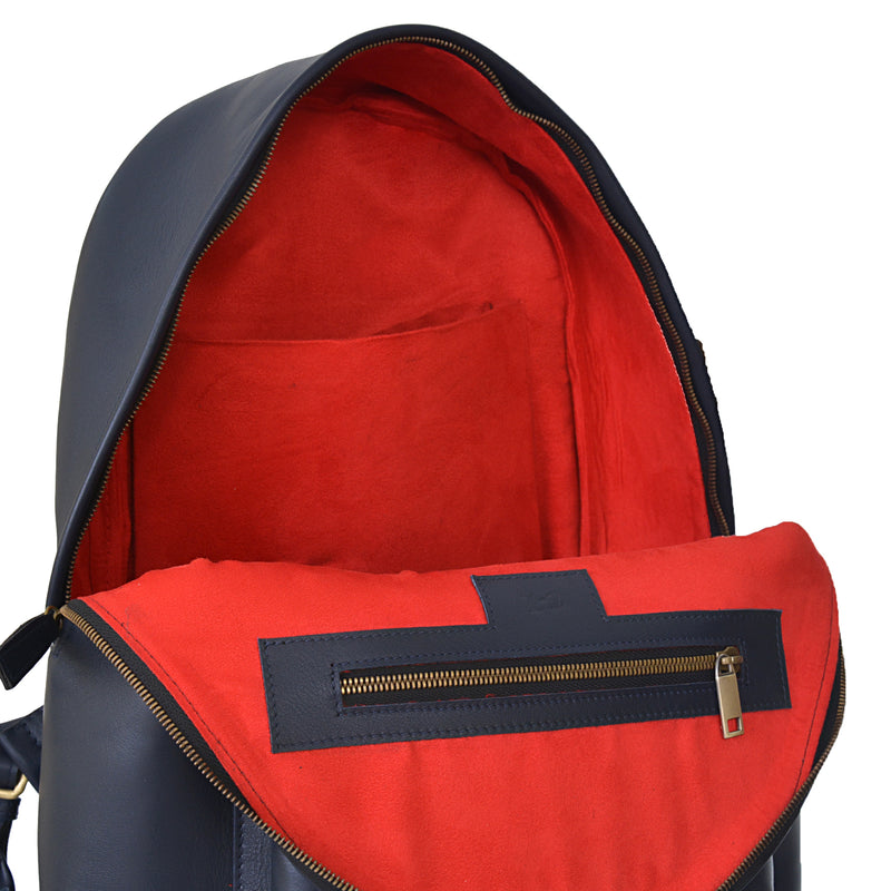 LARME ATELIER NAVY BLUE LEATHER BACK PACK