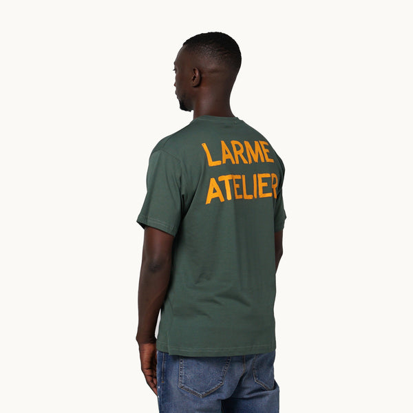 OLIVE GREEN SIDE POCKET TSHIRT BY LARME ATELIER