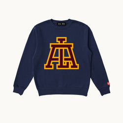 navy blue varsity crew neck