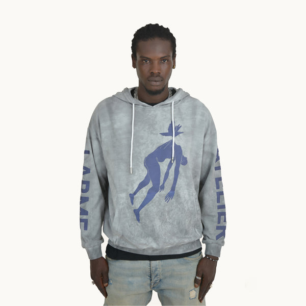 GREY PAINT EFFECT LARME ATELIER HOODIE