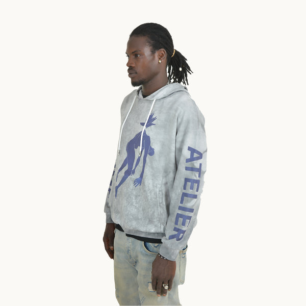 GREY PAINT EFFECT LARME ATELIER HOODIE