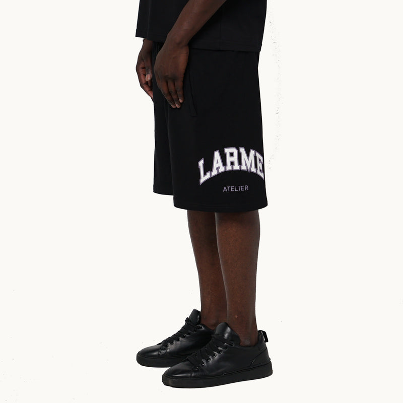 BLACK VARSITY SHORTS BY LARME ATELIER