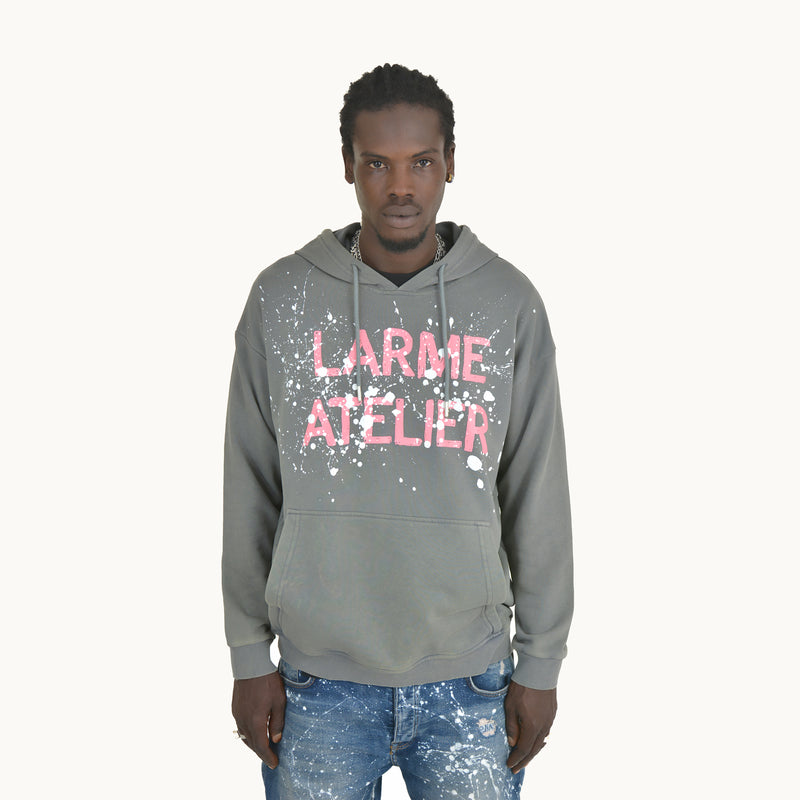 GREY PAINT SPLATTER LARME ATELIER HOODIE