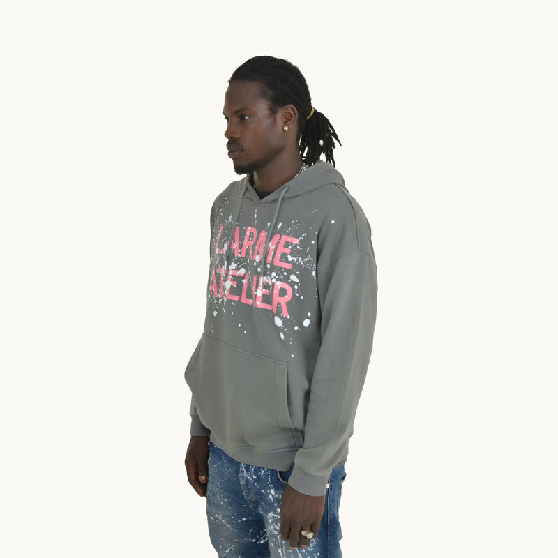 GREY PAINT SPLATTER LARME ATELIER HOODIE