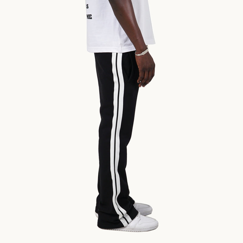 LARME ATELIER BLACK SIDE STRIPE MEN'S FLARED SWEATPANTS