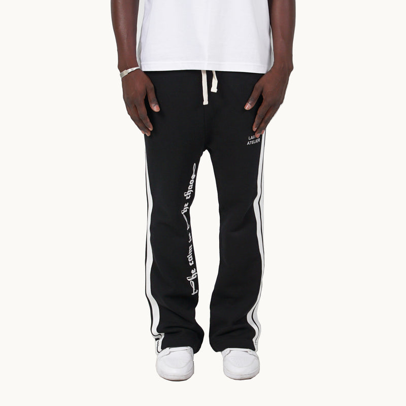 Black sweatpants with white stripe sale