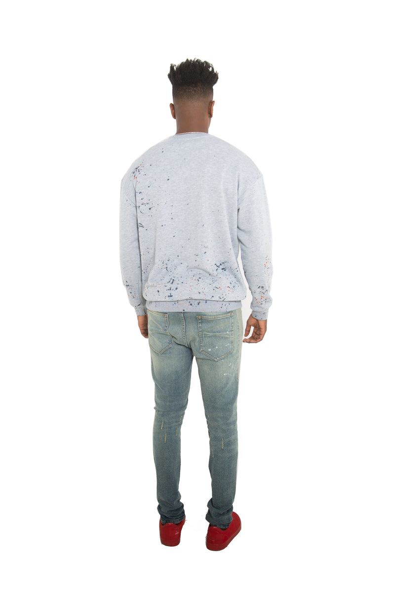 Heather gray paint splatter sweater