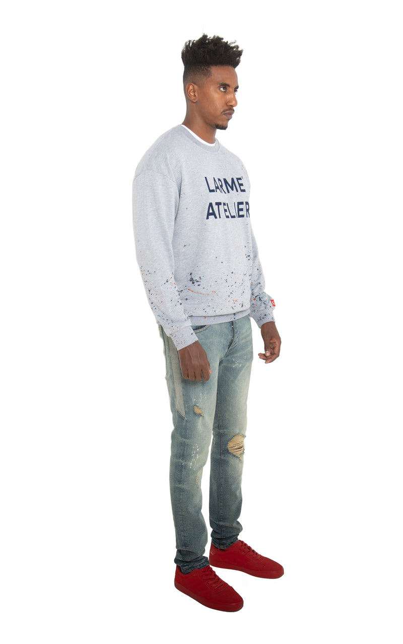 Heather gray paint splatter sweater